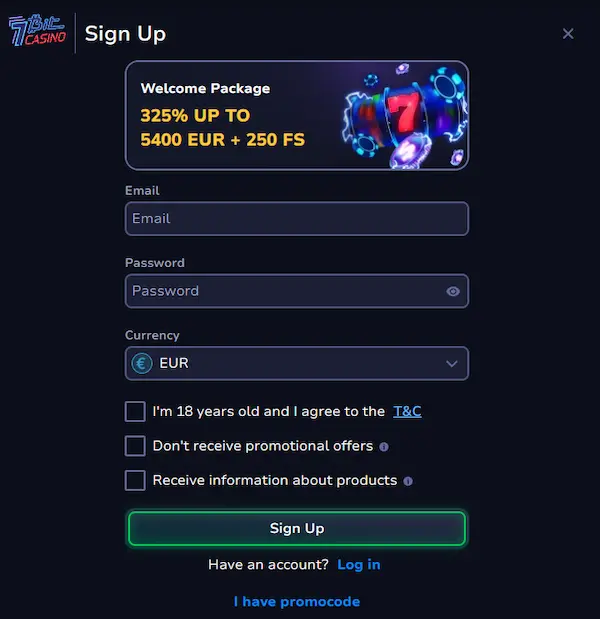 7Bit Casino signup